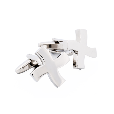 Rhodium Cross Cufflinks