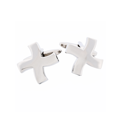 Rhodium Cross Cufflinks