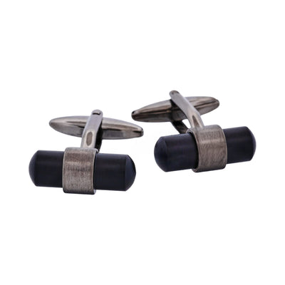 Brushed Gun Metal & Matt Black T-Bar Cufflinks