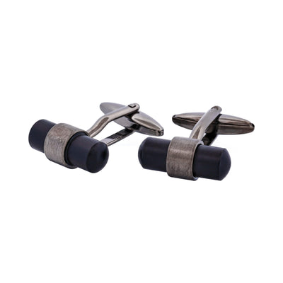 Brushed Gun Metal & Matt Black T-Bar Cufflinks