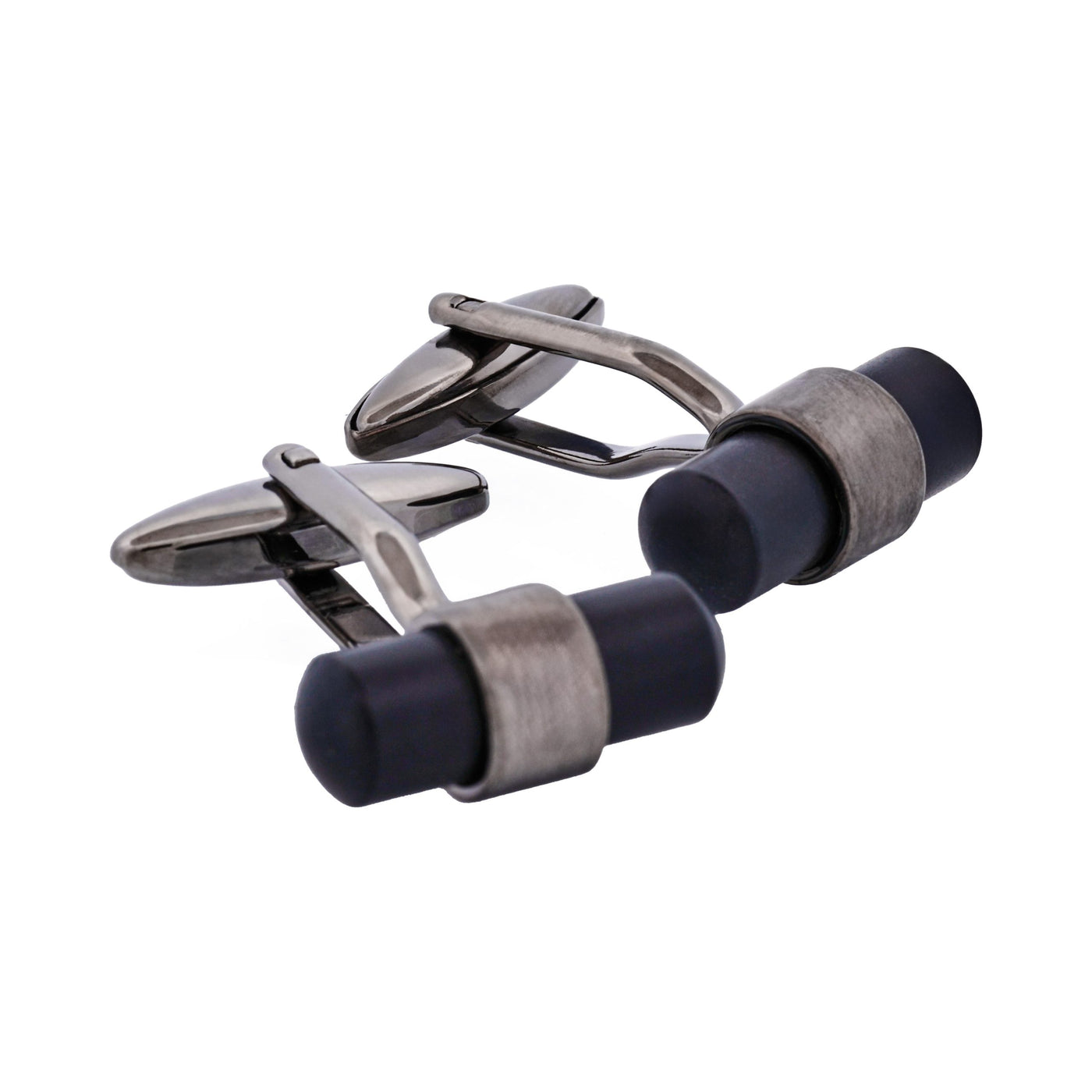 Brushed Gun Metal & Matt Black T-Bar Cufflinks
