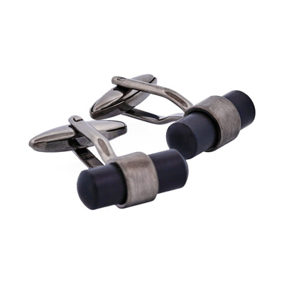 Brushed Gun Metal & Matt Black T-Bar Cufflinks