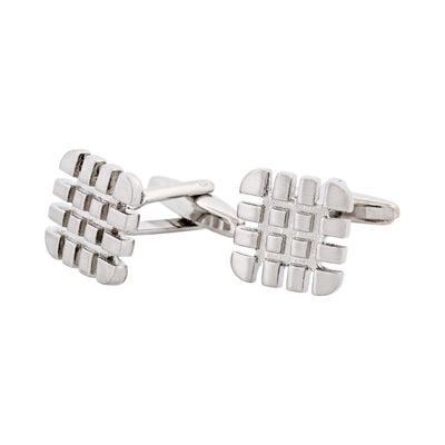 Brushed Rhodium Tyre Tread Cufflinks