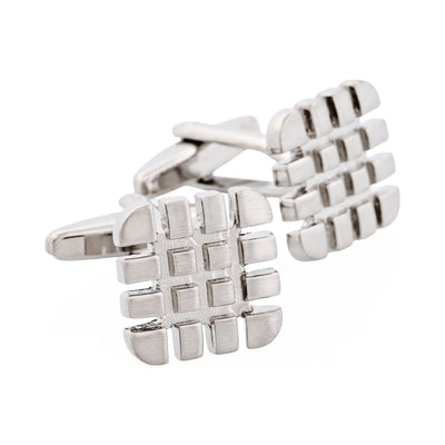 Brushed Rhodium Tyre Tread Cufflinks