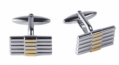 Rhodium & Gold Plated Striped Cufflinks