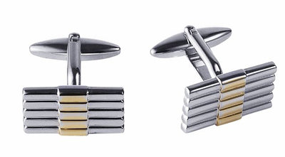 Rhodium & Gold Plated Striped Cufflinks