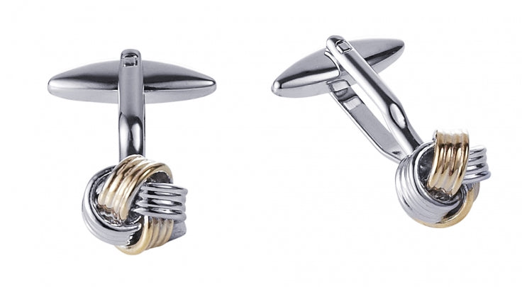 Rh & Gold Plated Knot Cufflinks 242-11