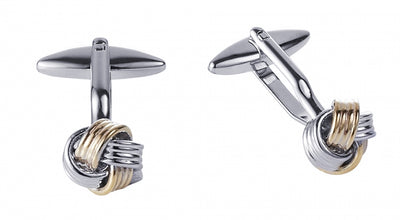 Rh & Gold Plated Knot Cufflinks 242-11