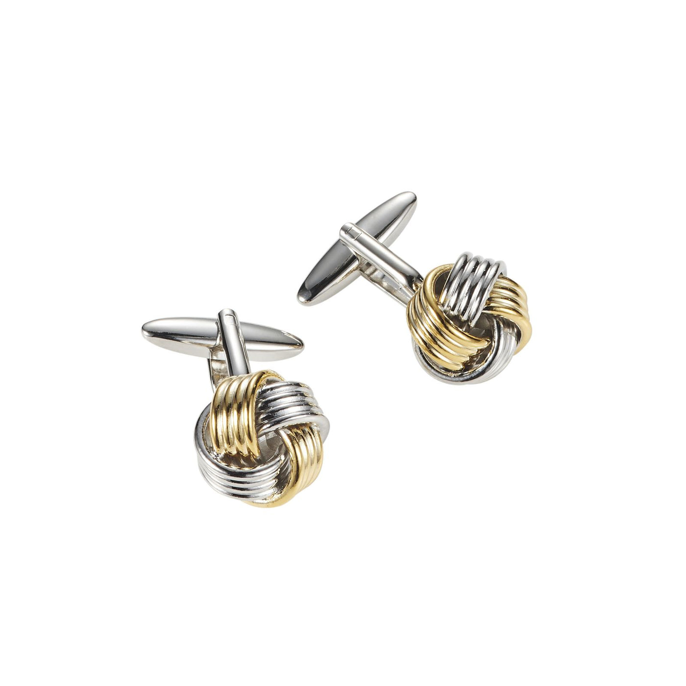 Rh & Gold Plated Knot Cufflinks 242-11