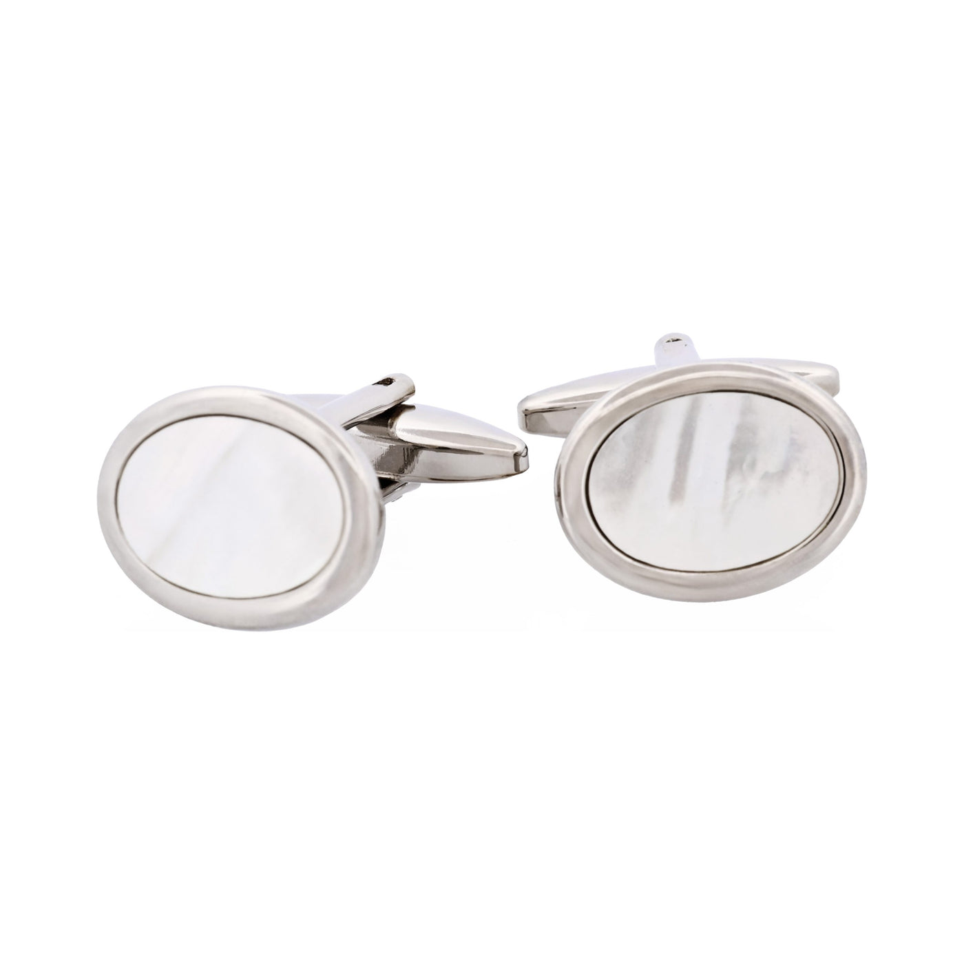 Rhodium Plated & Mop Oval Cufflinks