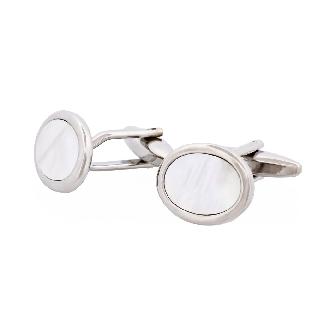 Rhodium Plated & Mop Oval Cufflinks