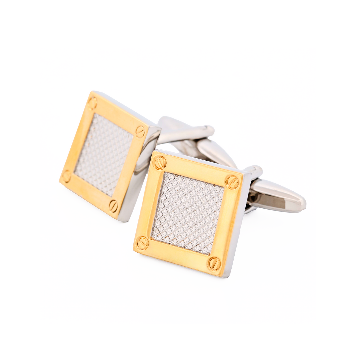 Rhodium & Gold Plated Mesh Square Cufflinks