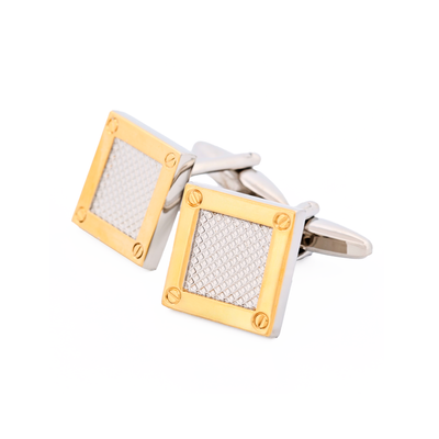 Rhodium & Gold Plated Mesh Square Cufflinks