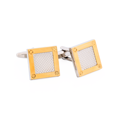 Rhodium & Gold Plated Mesh Square Cufflinks