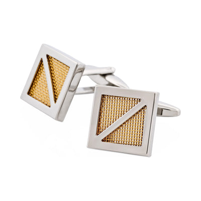 Rhodium & Gold Plated Square Mesh Cufflinks