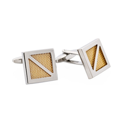Rhodium & Gold Plated Square Mesh Cufflinks