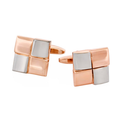 Rhodium & Rose Gold Square Cufflinks
