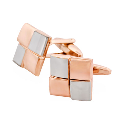 Rhodium & Rose Gold Square Cufflinks