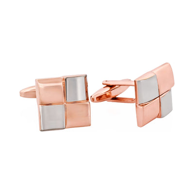 Rhodium & Rose Gold Square Cufflinks