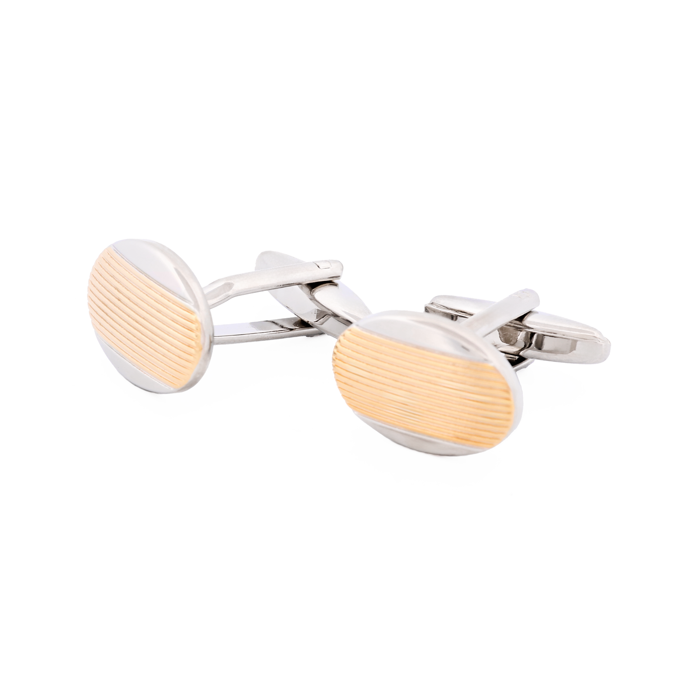 Rhodium & Matt Gold Striped Cufflinks