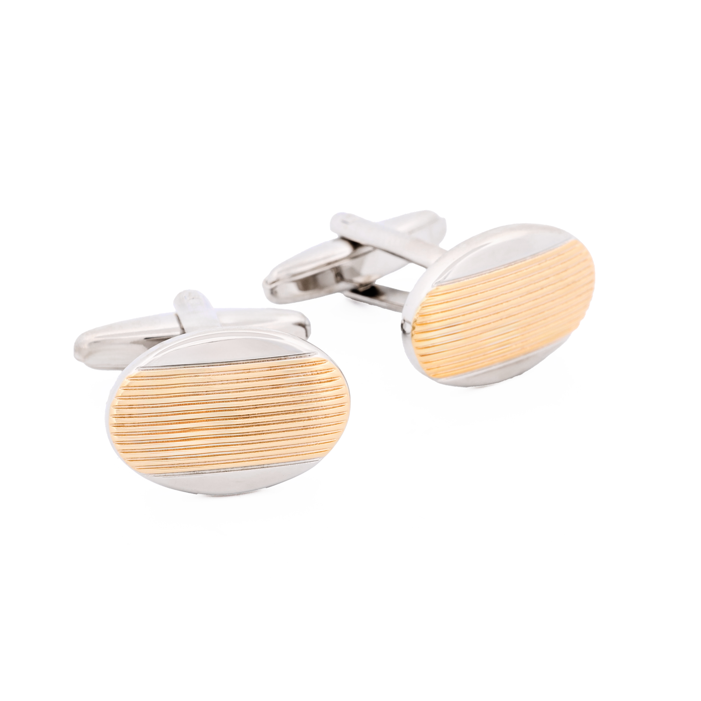 Rhodium & Matt Gold Striped Cufflinks