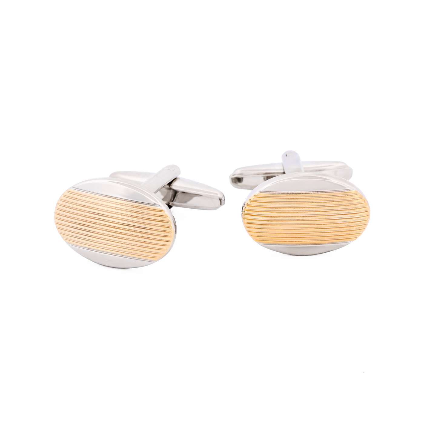 Rhodium & Matt Gold Striped Cufflinks