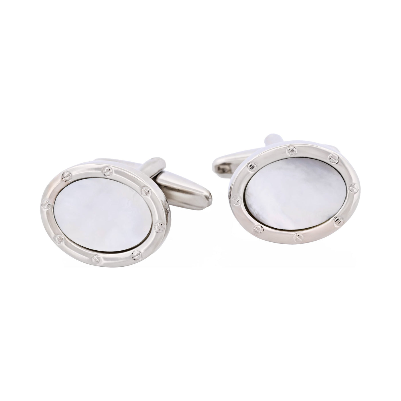 Rhodium & Mop Oval Cufflinks