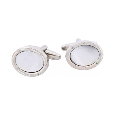 Rhodium & Mop Oval Cufflinks