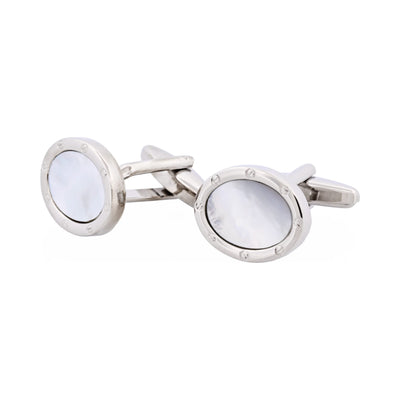 Rhodium & Mop Oval Cufflinks