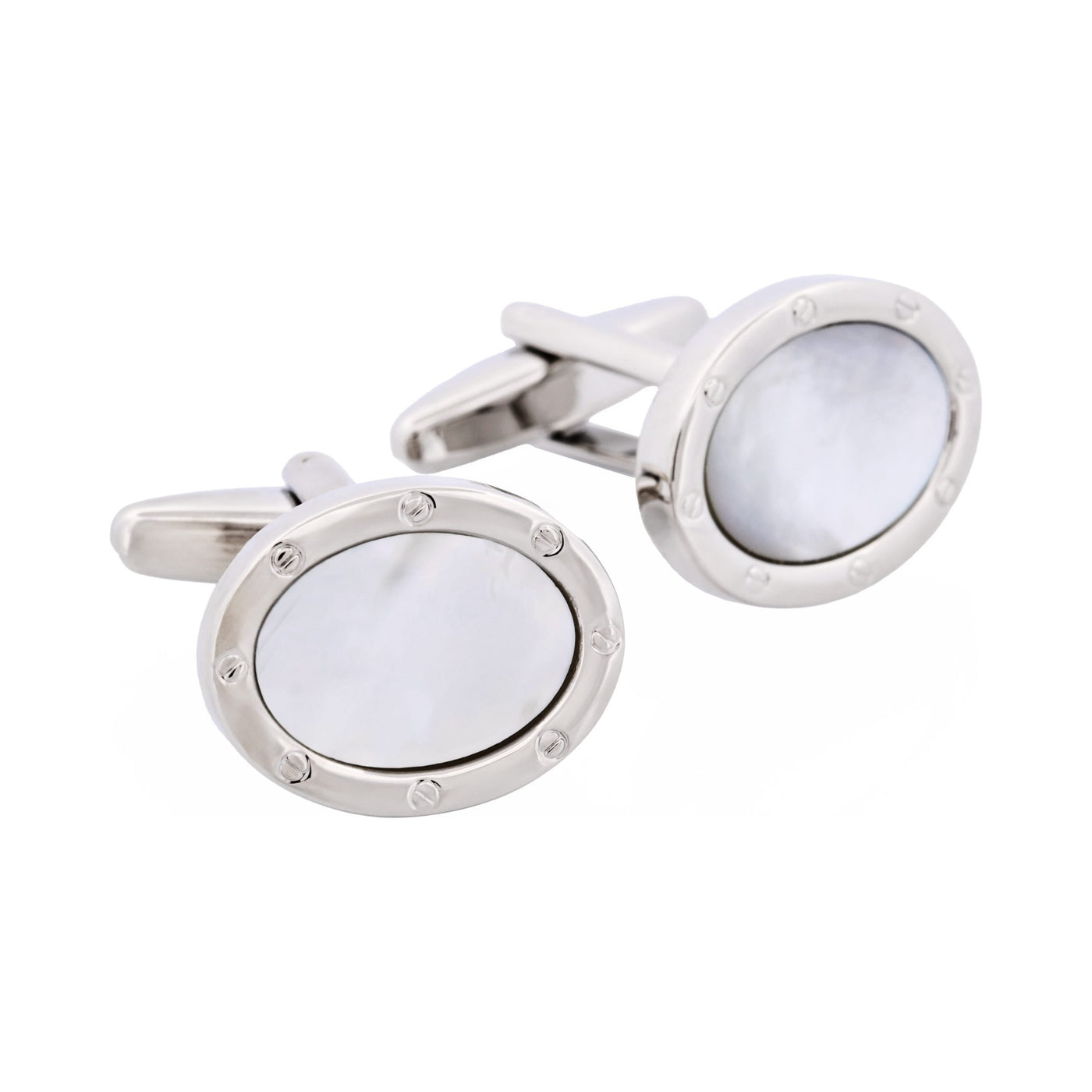 Rhodium & Mop Oval Cufflinks