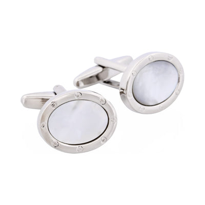 Rhodium & Mop Oval Cufflinks