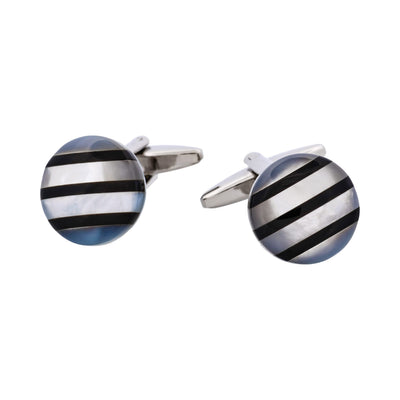 Round Mop & Onyx Cufflinks