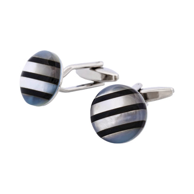 Round Mop & Onyx Cufflinks