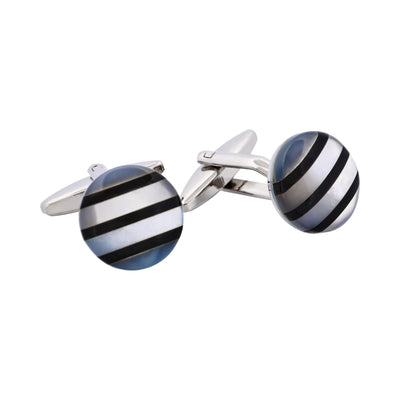 Round Mop & Onyx Cufflinks