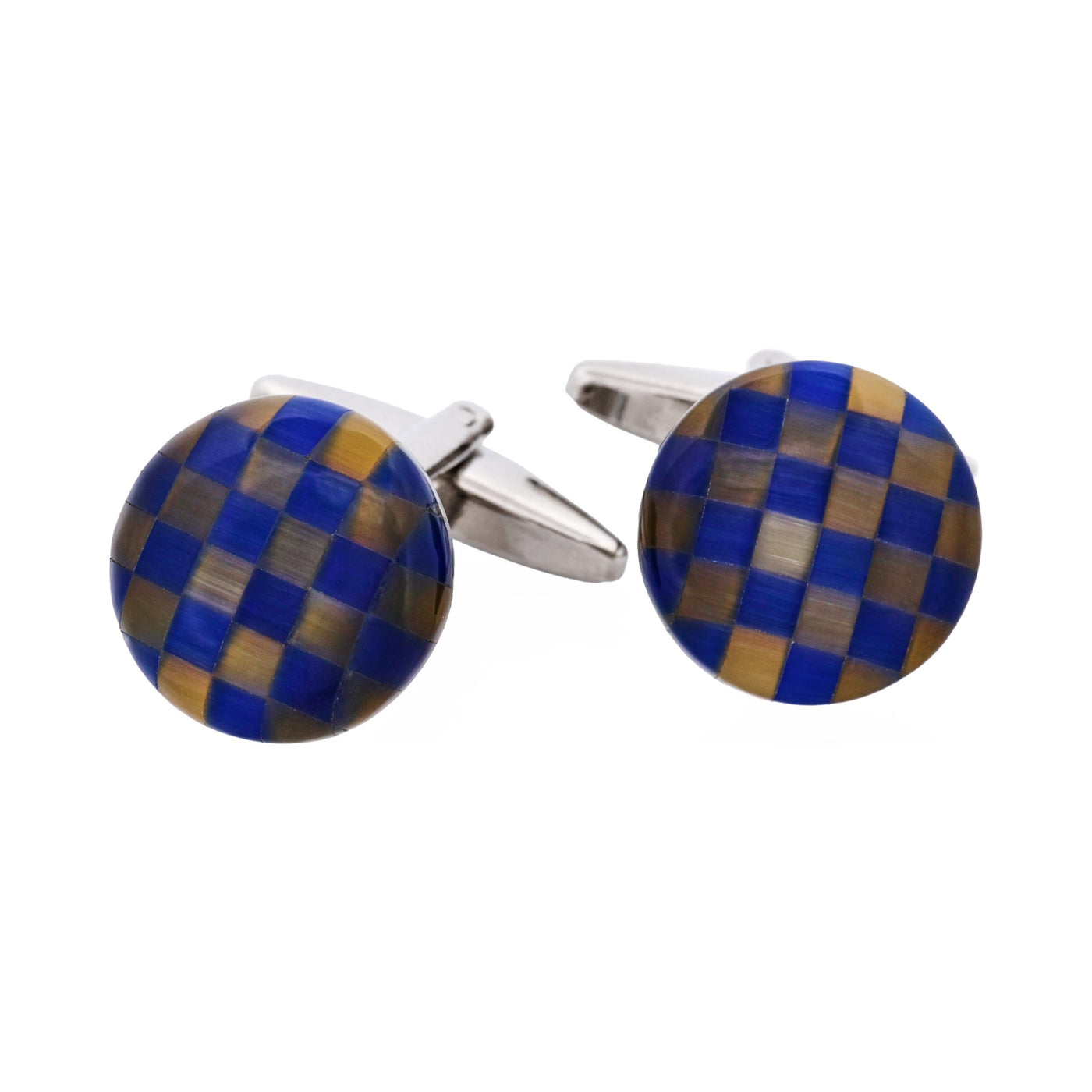 Brown & Blue Striped Cats Eye Cufflinks
