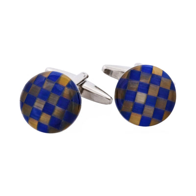 Brown & Blue Striped Cats Eye Cufflinks