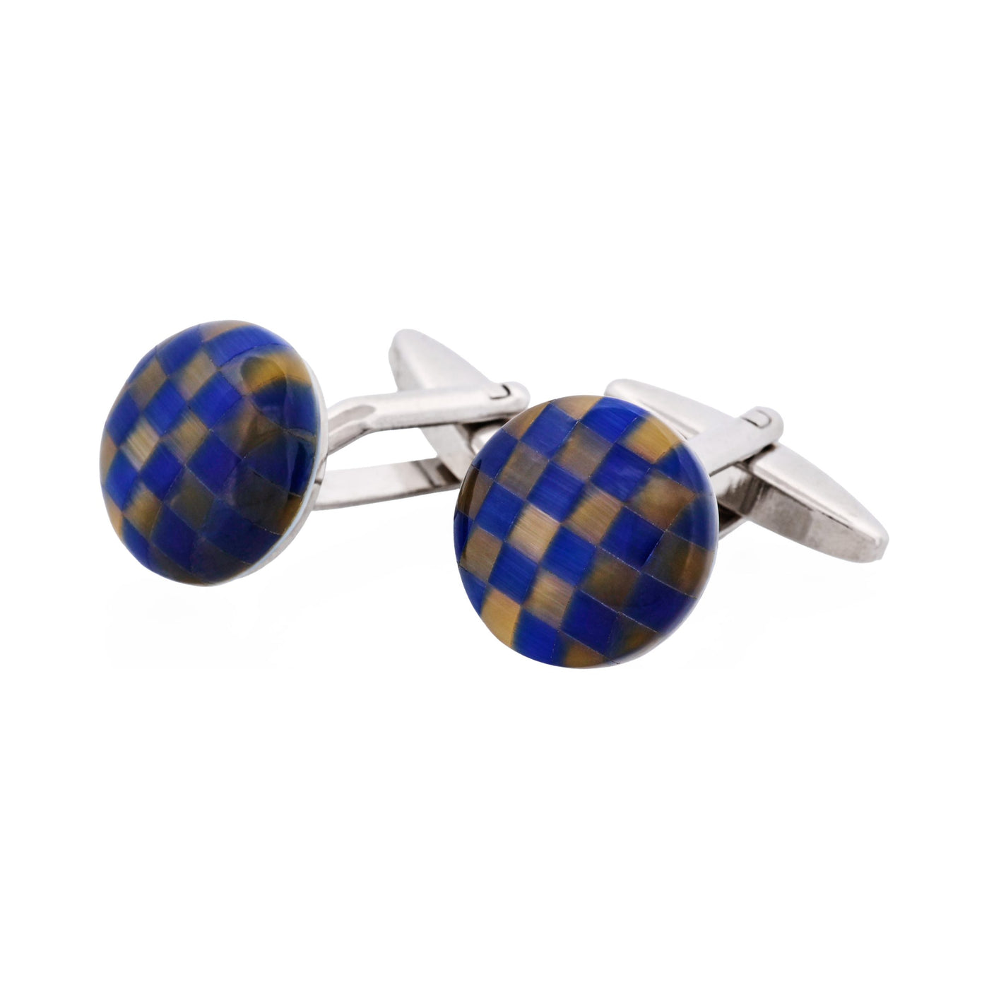 Brown & Blue Striped Cats Eye Cufflinks