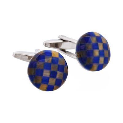 Brown & Blue Striped Cats Eye Cufflinks