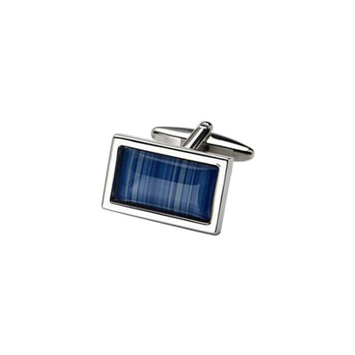 Blue Enamel Barcode Patterned Cufflinks