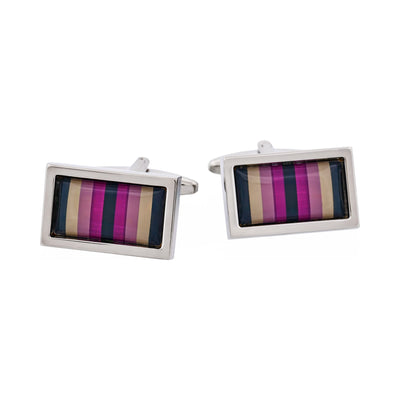 Purple Enamel Barcode Patterned Cufflinks