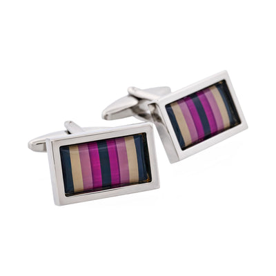 Purple Enamel Barcode Patterned Cufflinks