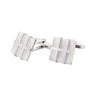 Rhodium White Cat's Eye Cufflinks