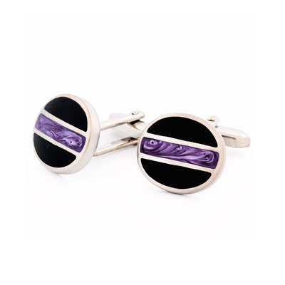 Black Purple Oval Cufflinks