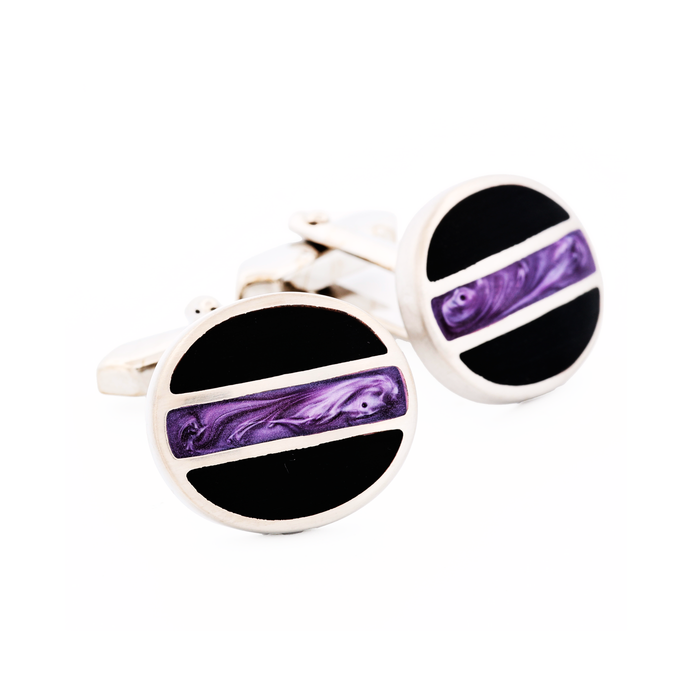 Black Purple Oval Cufflinks