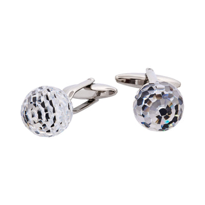 Clear Resin Crystal Ball & Rhodium Plated Cufflinks