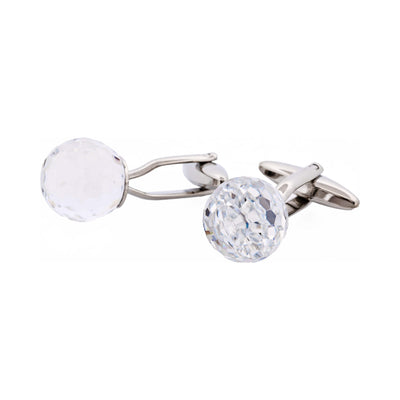 Clear Resin Crystal Ball & Rhodium Plated Cufflinks
