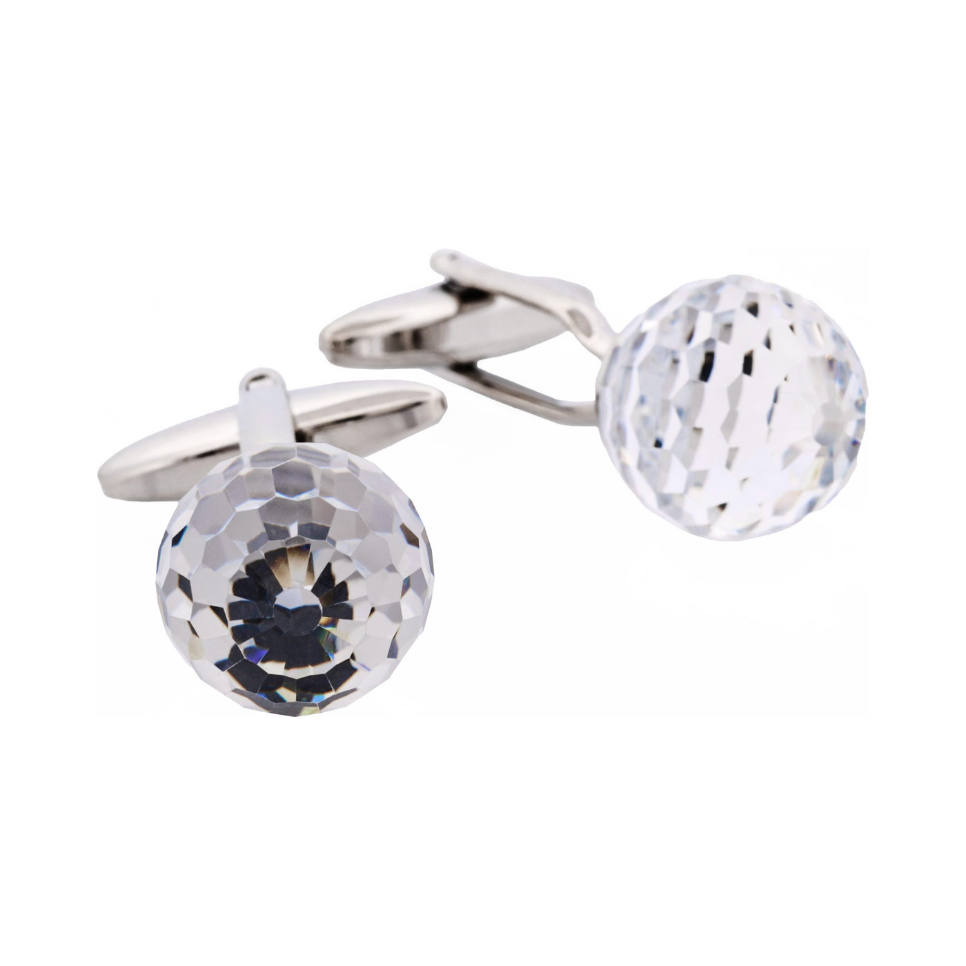 Clear Resin Crystal Ball & Rhodium Plated Cufflinks
