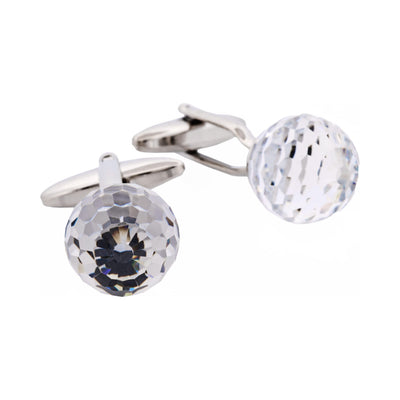 Clear Resin Crystal Ball & Rhodium Plated Cufflinks