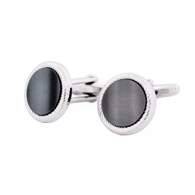 Rhodium Plated Grey Cufflinks
