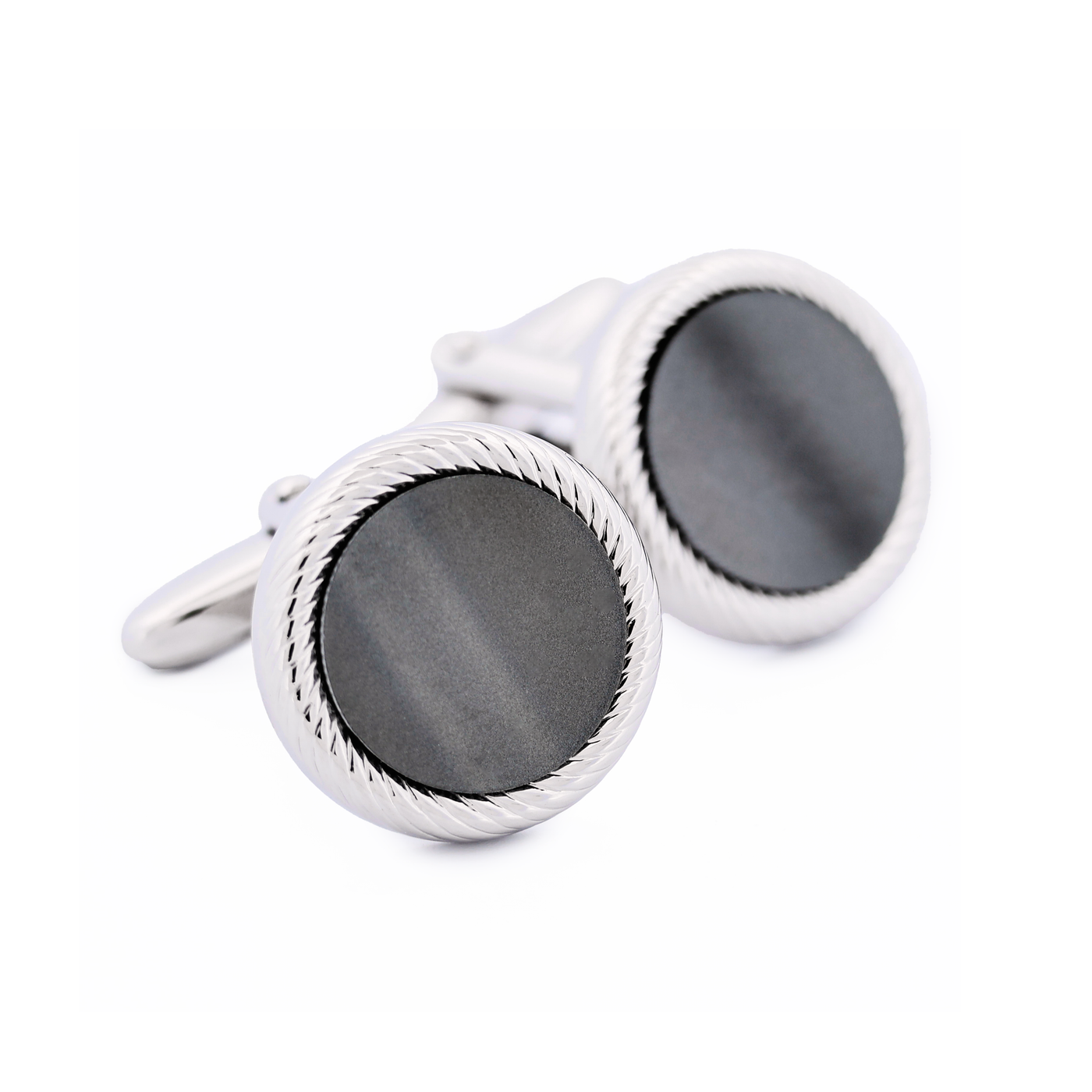 Rhodium Plated Grey Cufflinks
